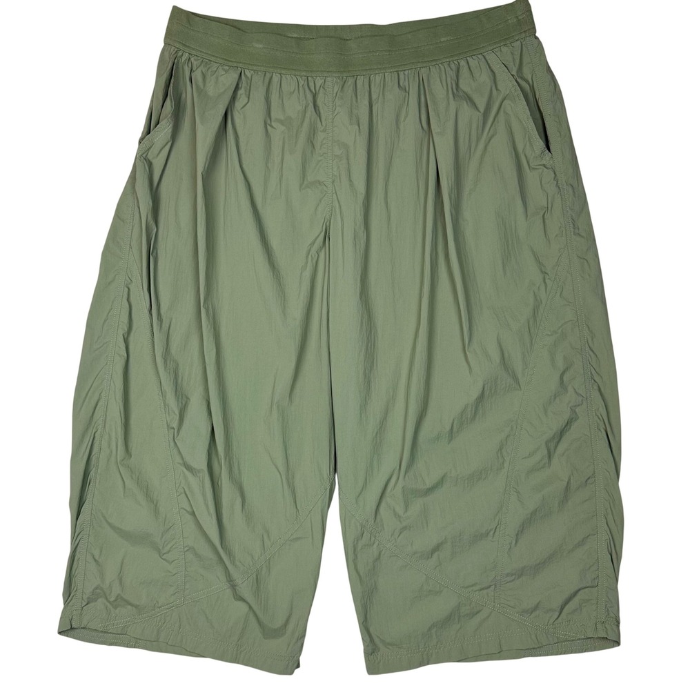 Daily Practice Anthropologie Cropped Wide Leg Pant Pull On 2X Green Balloon Chic